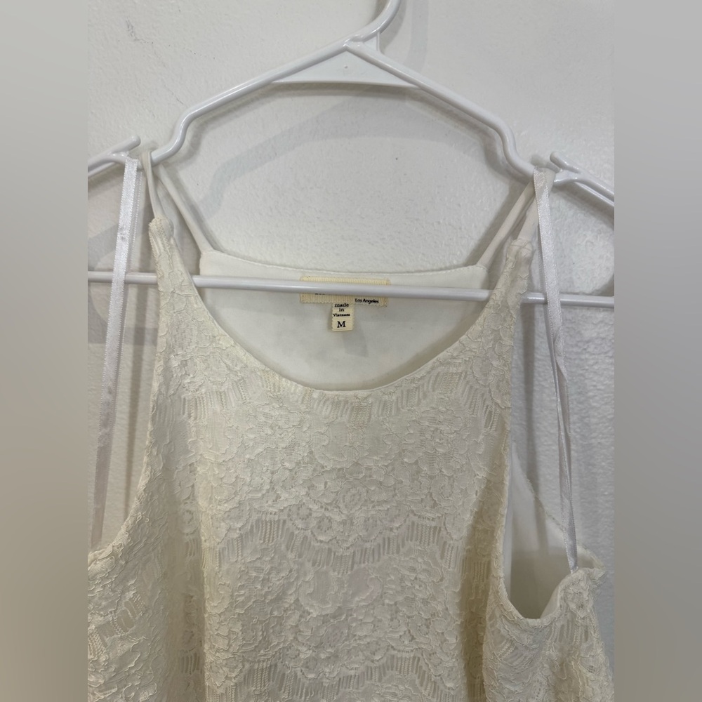 Monteau White High Neck Floral Lace Camisole Layered Tank Top Medium - Picture 11 of 13